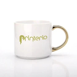 Чашка для сублімації Starbucks BIG з логотипом біла з золотою ручкою 500 мл